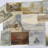 A folder of 18th and 19th century watercolours and sketches