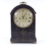 An 18th century ebonised 8-day dome-top bracket clock for restoration, painted dial signed Richard