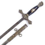 A Knight's Templar ceremonial sword by the Pettibone Bros Manufacturing Co, with etched blade and