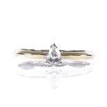 A 9ct gold solitaire pear-cut diamond ring, diamond approx 0.2ct, size O, 1.6g