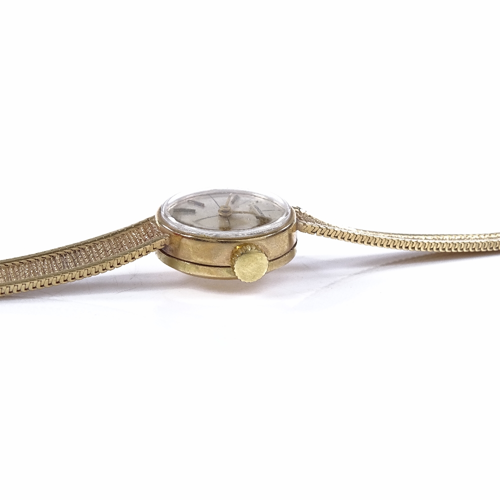 LONGINES - a lady's Vintage 9ct gold wristwatch, 17 jewel mechanical movement, with silvered - Image 3 of 6