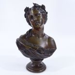 Mathurin Moreau, bronze Classical bust, signed, also inscribed Gelot edit, serial no. 10879,