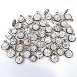 A large quantity of various silver-cased pocket and fob watches (approx 40)