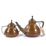 A German Arts and Crafts copper and brass teapot and sugar bowl, by J P Kayser of Dusseldorf,