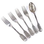 A set of 4 Victorian Fiddle and Thread pattern dinner forks, by Chawner & Co, hallmarks London 1853,