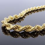 A large 18ct gold rope twist necklace, maker's marks S and S, length 46cm, 59g
