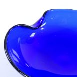 Tiffany & Co Thumbprint cobalt blue glass dish, designed by Elsa Peretti, made by Archimede Seguso