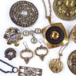 Various Finnish and Norwegian silver and bronze jewellery, including pendants, brooches etc