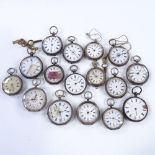 A quantity of various silver-cased fob watches (approx 16)