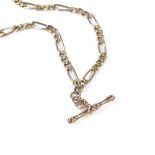 A 9ct gold Figaro Albert chain, with T-bar, chain length 46cm, 5.6g