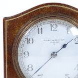 An Edwardian mahogany and ivory strung mantel clock, 8-day movement, by Mappin & Webb of London,