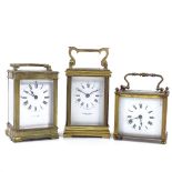 3 brass-cased carriage clocks