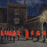 Victor Coverley Price, oil on board, Ceremony of Keys Tower of London, 10.5" x 12.5", framed