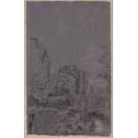 Henry Wyatt (1794 - 1840), pencil sketch, castle ruins, 10" x 6", framed