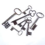 A collection of large 18th and 19th century keys