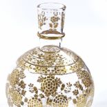 An Islamic gilded glass hookah pipe base, height 19cm