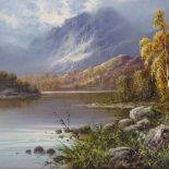 Frank Hider, pair of oils on canvas, Highland landscapes, title verso, 12" x 20", unframed