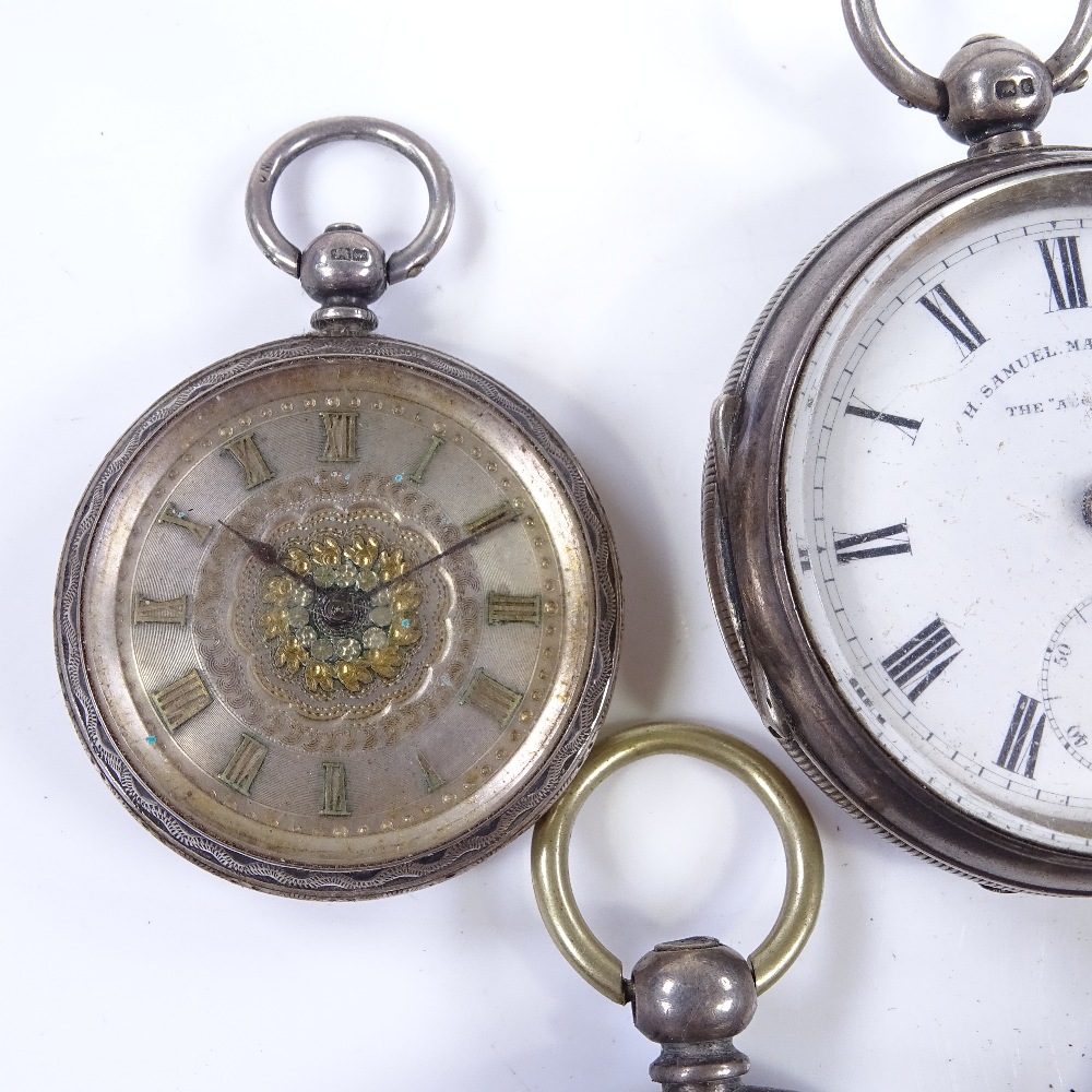 5 silver-cased open-face key-wind pocket watches - Image 2 of 5