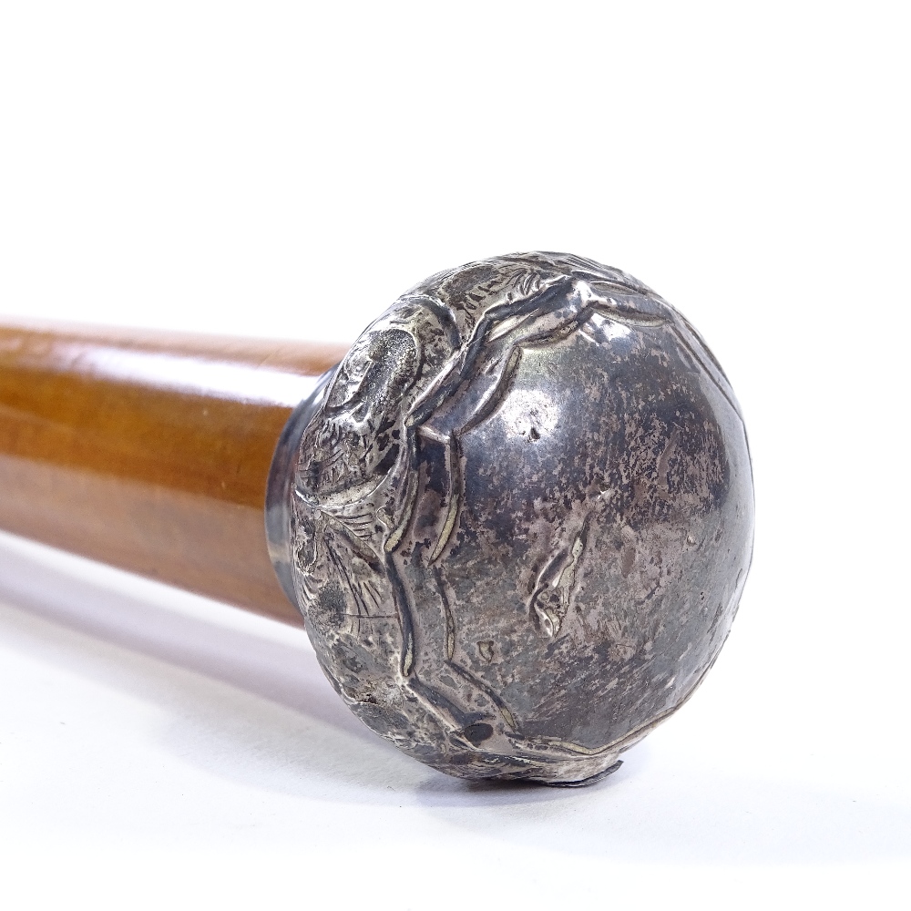 A Victorian Malacca sword stick with embossed silver top, hallmarks Birmingham 1898 - Image 4 of 4