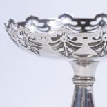 A Continental silver pedestal bon bon tazza, with lobed pierced decoration, diameter 11cm, 3.9oz