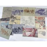 Malcolm Rogers, large collection of sketch books, watercolours, loose sketches, publicity letters,