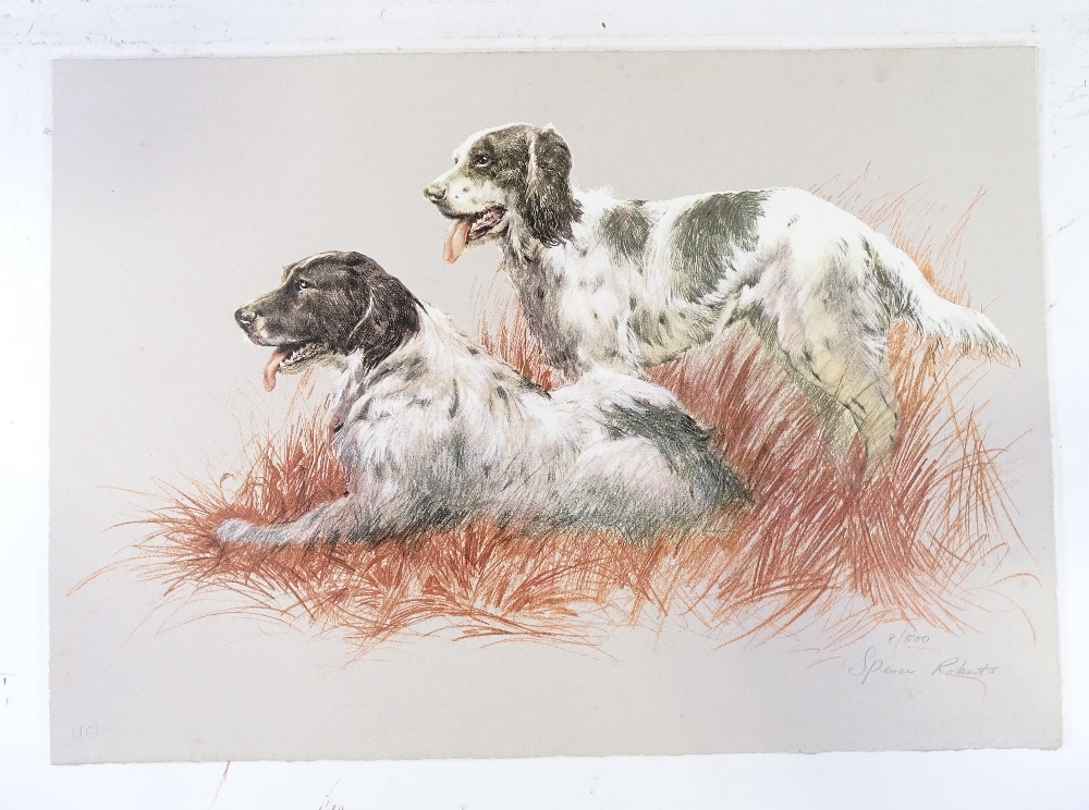 Spencer Roberts, colour print, Spaniels, signed in pencil, no. 8/500, sheet size 19" x 27", unframed - Image 2 of 4