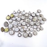 A large quantity of various silver-cased pocket and fob watches (approx 40)