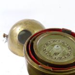 An early 20th century brass ship's gyro repeater stand, fitted with an 8" gimballed magnetic, height