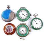 Various enamelled watch cases, including Madonna and Child (5)