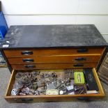 HOROLOGY INTEREST - large quantity of watch parts, movements, cases etc, in chest of drawers