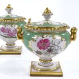 A pair of Flight Barr and Barr Worcester tureens and covers, circa 1820, hand painted botanical