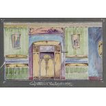 C H Guerney, pair of watercolours, French interior designs, 1910, 6" x 10", mounted