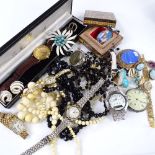 Various Victorian and later jewellery, including Whitby jet, Christian Dior earrings etc