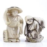 2 Japanese Meiji Period ivory netsuke, largest height 5cm