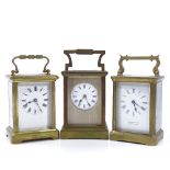 3 brass-cased carriage clocks