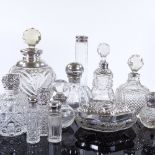 Various silver-mounted cut-glass dressing table jars (12)