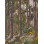 Gertrude Leese, oil on board, woodland scene, inscribed verso, 12.5" x 9", framed