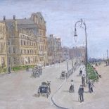 Oil on board, Eastbourne promenade, unsigned, 15" x 24", framed