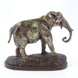 Moulet, a silver patinated bronze elephant, length 13cm