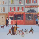 Dora Horsewell, oil on canvas, street scene, 18" x 24", framed