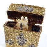 A 19th century French gilt-metal etui with fittings, height 7cm