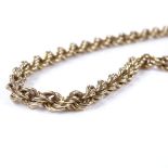 A 9ct gold rope twist chain necklace, chain length 48cm, 9.4g