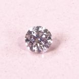 A GIA certified unmounted 0.19ct very light pink round brilliant-cut diamond, diamond measures 3.