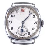 LONGINES - a stainless steel cushion-cased mechanical wristwatch head, 15 jewel movement with Arabic