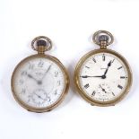 A 9ct gold Waltham open-face top-wind pocket watch, case width 49mm, together with a Smiths 9ct