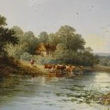 John J Wilson, oil on canvas, passing the time of day, signed and dated 1867, 23" x 40", framed