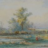 A pair of 19th century watercolours, extensive landscapes, indistinctly signed, 5.5" x 9", framed