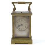 A French 8-day brass-cased carriage clock, silvered dial signed R & W Sorley Paris, repeat