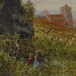 19th/20th century watercolour, blackberry picking near Hastings, unsigned, 14" x 21", framed