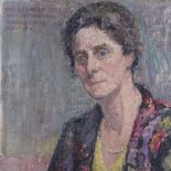 Mary Hunter, oil on canvas, portrait of Miss D F Hunter, first Headmistress of Bedgebury Park 1920 -